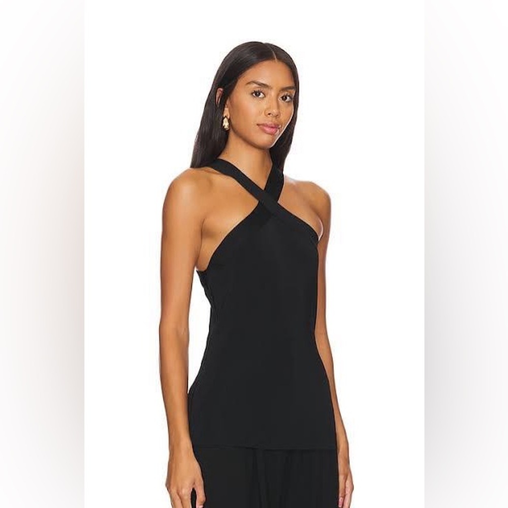 Anine bing black cross halter brea high neck top